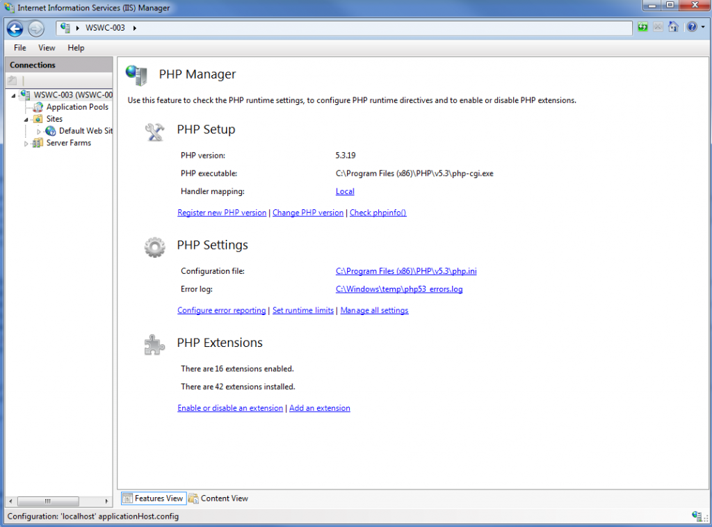 PHP Manager Screenshot
